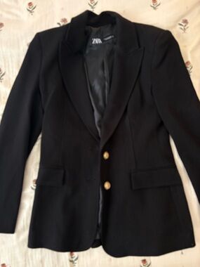 Zara Black Tailored Blazer with Gold Buttons